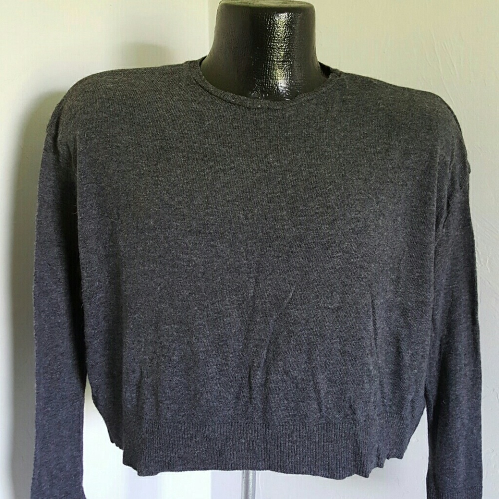 Zara knit sweater  long sleeve gray angora blend women size M